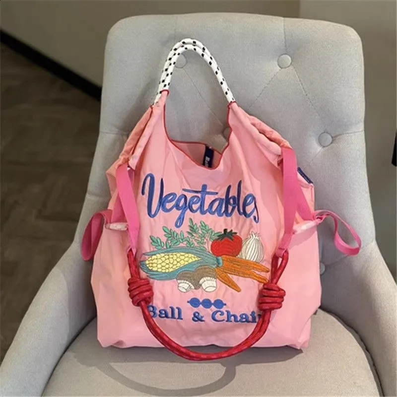 3 type of ceig ball chain embroidered environmentally friendly nylon diagonal shoulder large capacity shopping bag 240910 4