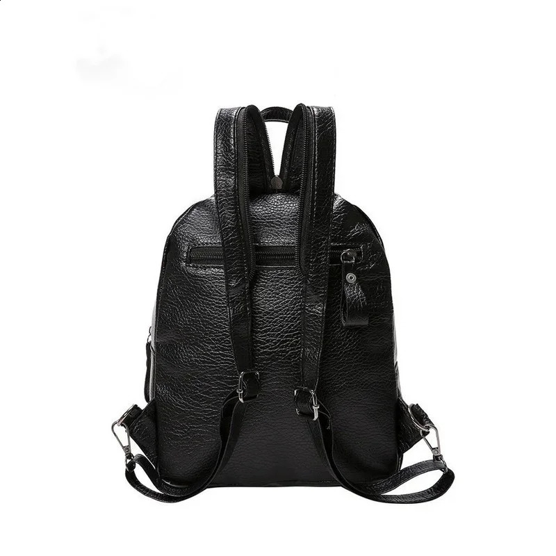 Womens backpack PU leather travel large capacity shoulder bag Korean style multifunctional small school 240912