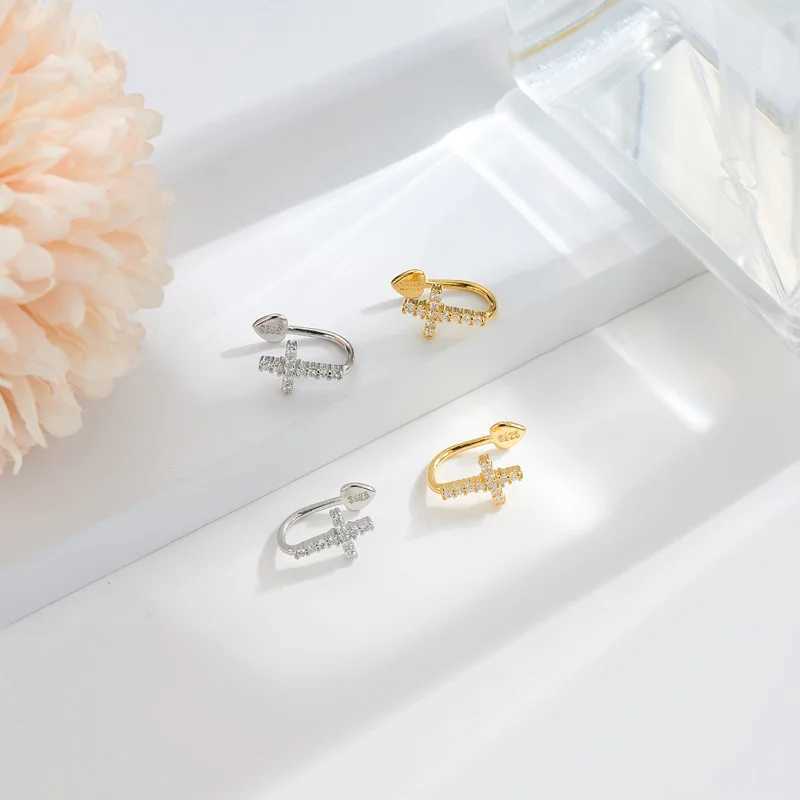 REETI 925 Sterling Silver Temperament Personality Cross Earrings For Women Silver Gold Earclip Jewelry Elegant GiftsX240913