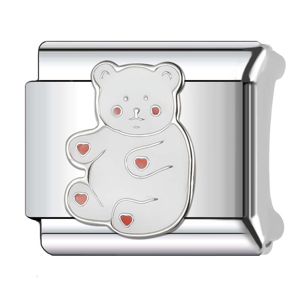 New Women's Gift cute bear cat elephant Bead Italian Charms Links Bangle Beads Fit 9mm Stainless Steel Bracelet Making DIY For Women Fashion Jewe