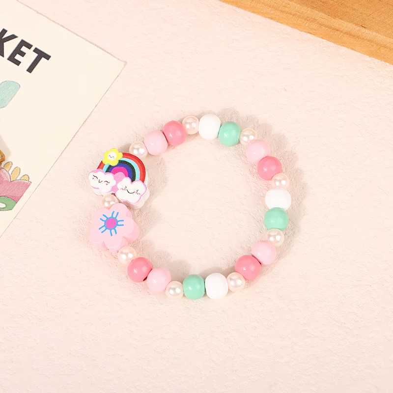 50 cartoon wooden bead bracelets suitable for children girls baby showers guests Pinata fillers birthday party discount gifts W240913