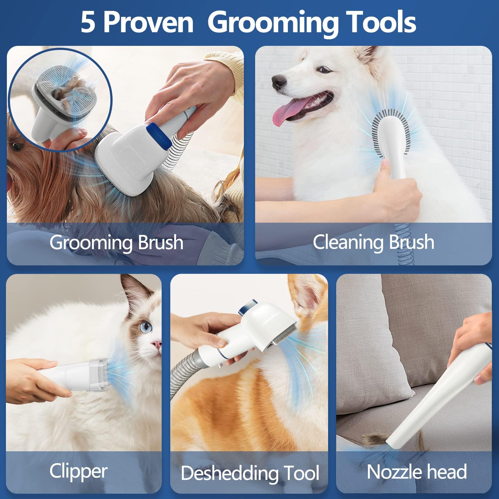 Ifurffy Dog Grooming Vacuum & Pet Grooming Kit with 2.3L Capacity Larger Pet Hair Dust Cup Dog Brush Vacuum for Shedding Pet Hair Vacuum Cleaner