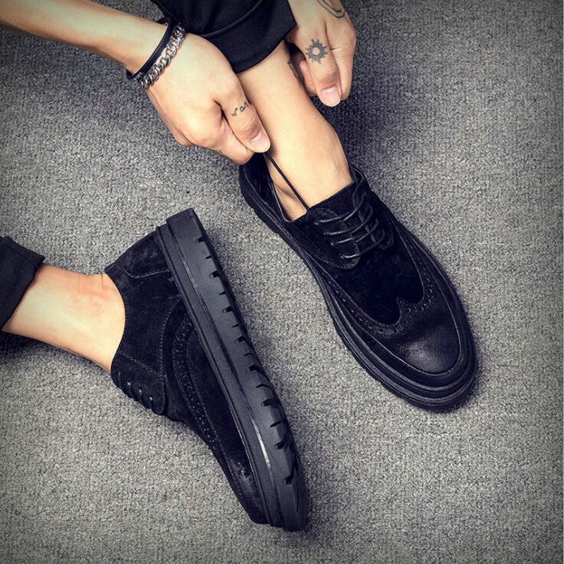 Fashion Brand Mens Flats New Casual British Style oxfords Business Men Dress suede Brogue Party Formal Shoes 2021 3fa3