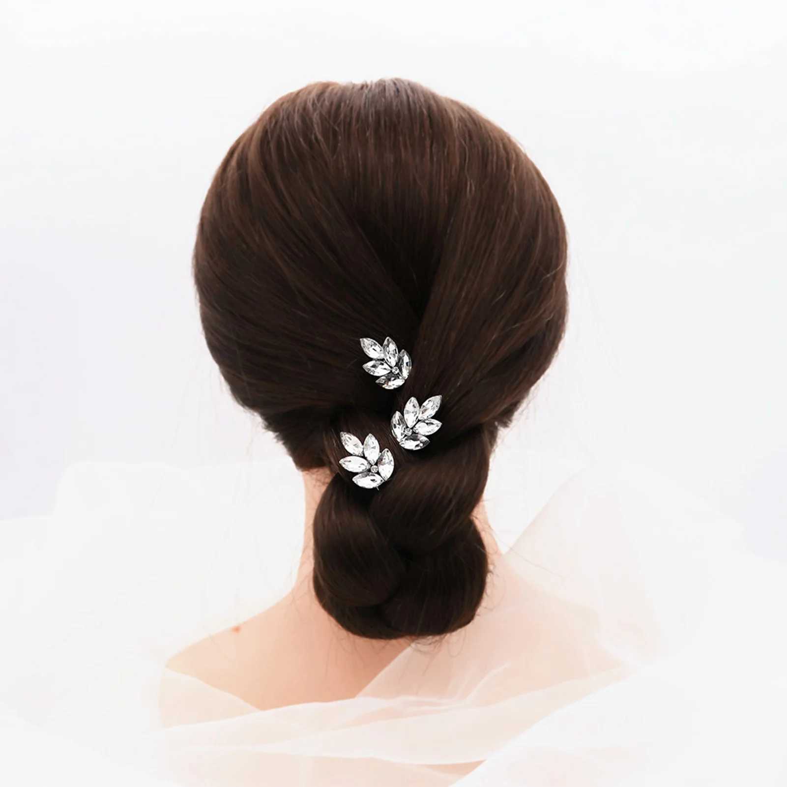 3Pcs Women U-shaped Pin Barrette Rhinestone Hair Clips Bridal Hairpins Tiara Wedding Hairstyle Tools Headwear AccessoriesX240913