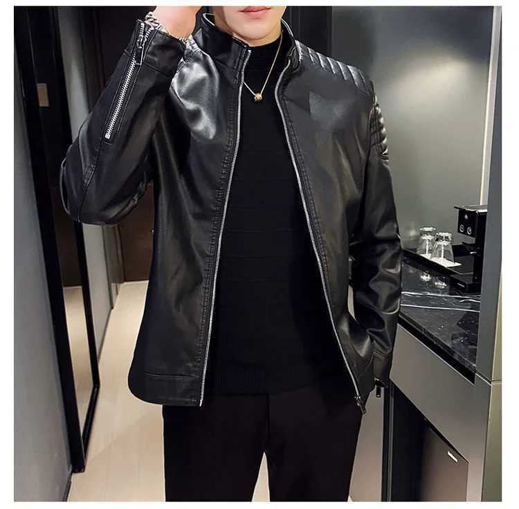 Leather Jackets Autumn Mens New Trend Motorcycle PU Jacket Biker Leather Coats Male Fshion Casual street Clothing Top EU SizeX240913