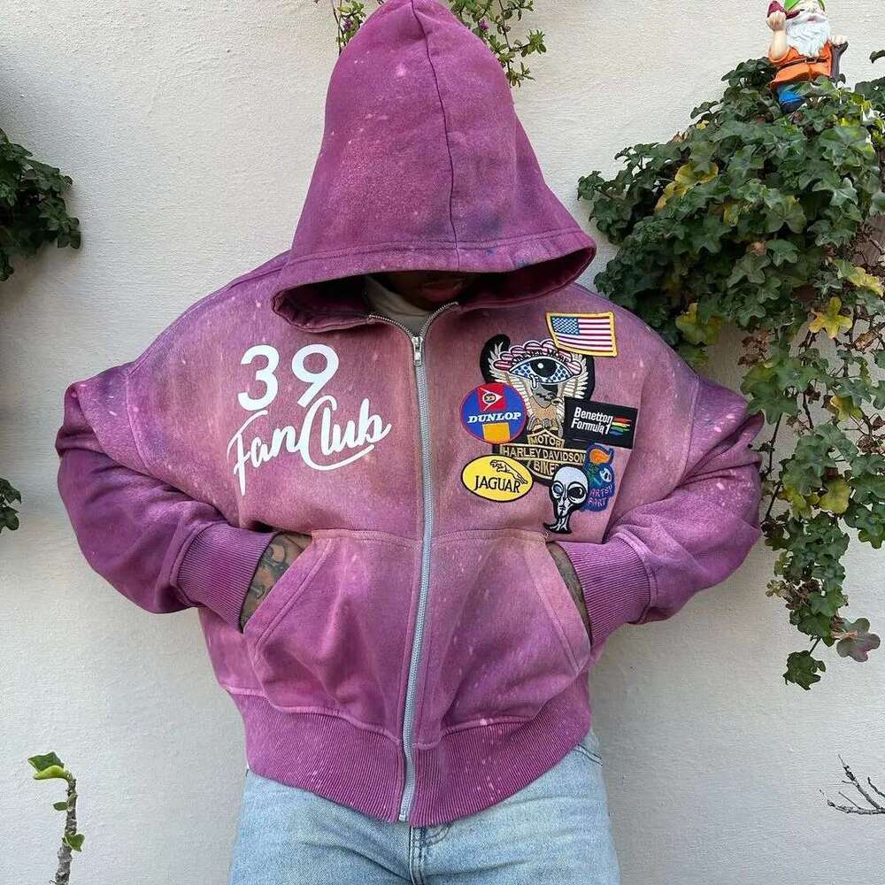 y2k new gothic zipper hoodie multi color pattern design hoodis mens womens street retro haruku hip hop loose sweatshirt