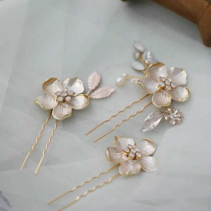 Pretty Flower Hairpin Opal Crystal Bride Wedding Hair Accessories JewelryX240913