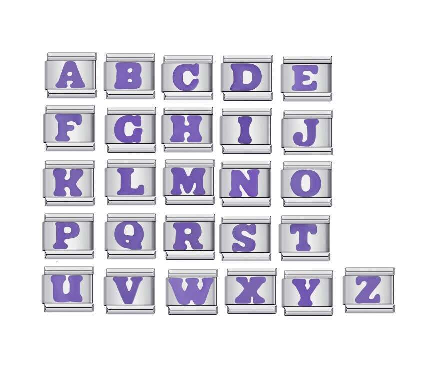 Titanium Steel Colored Enamel 26 English Letters DIY Bead Bracelet Italian Bracelet Italian Charm Links Fit 9Mm Bracelet Jewelry DIY Making Gifts