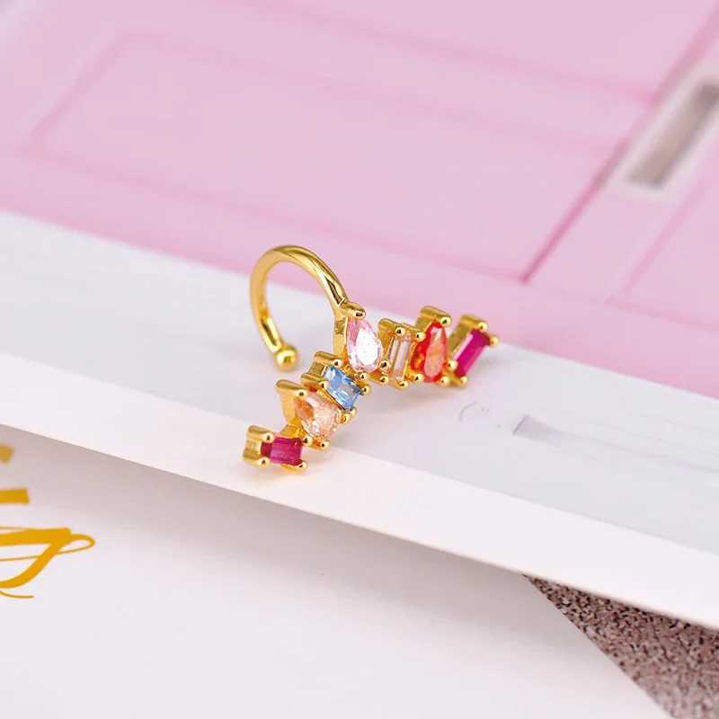 24k Gold Plated Colorful Rhinestone Small Ear Cuffs Clip Earrings for Women Wedding Jewelry No Piercing Earring Fashion GiftX240913