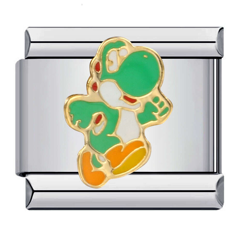 Classic Cartoon Character bead Titanium Gold Plated DIY Welding Pattern Bracelet Italian Charm Links Stainless Steel Fit 9mm Bracelet Jewelry DIY Maki