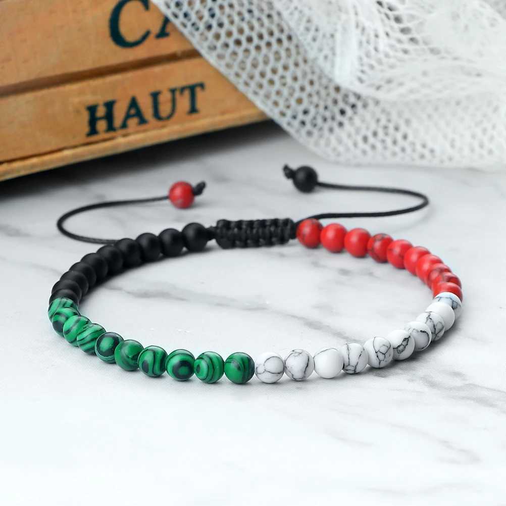 Fashionable Palestinian flag color natural stone bead bracelet mens adjustable Asian countries womens bracelet jewelry friend W240913