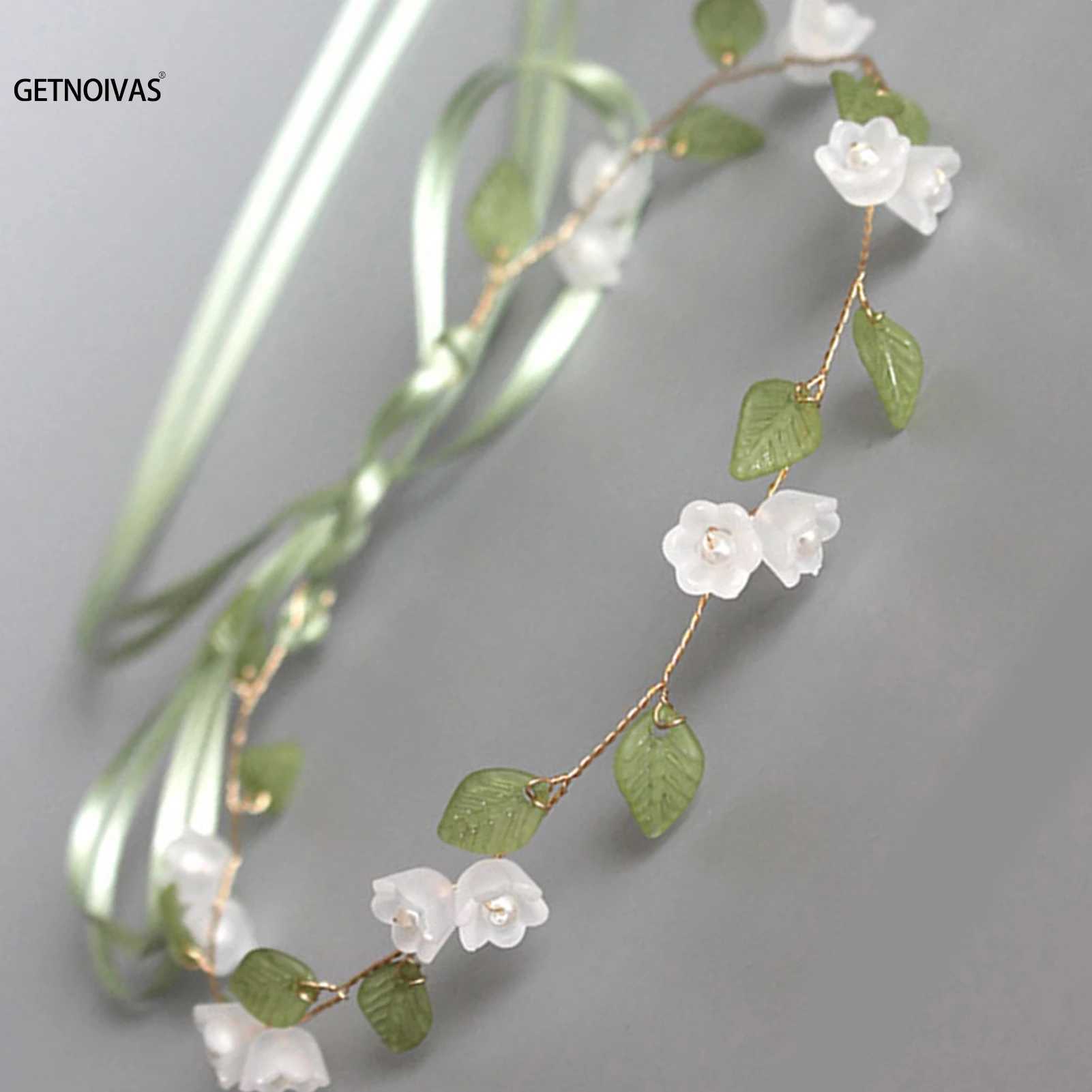 Elegant Girls Bridal Headband Imitated Pearl Crowns Girls Bridal Wedding Headband Floral Garland Romantic Flower Headband GirlsX240913