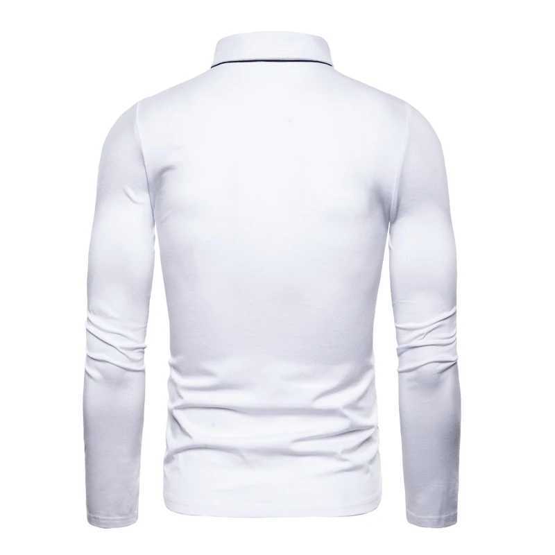 Spring and Autumn Mens Polo Shirt Long Sleeve Business Casual Top Collar Zipper T-shirt W240913