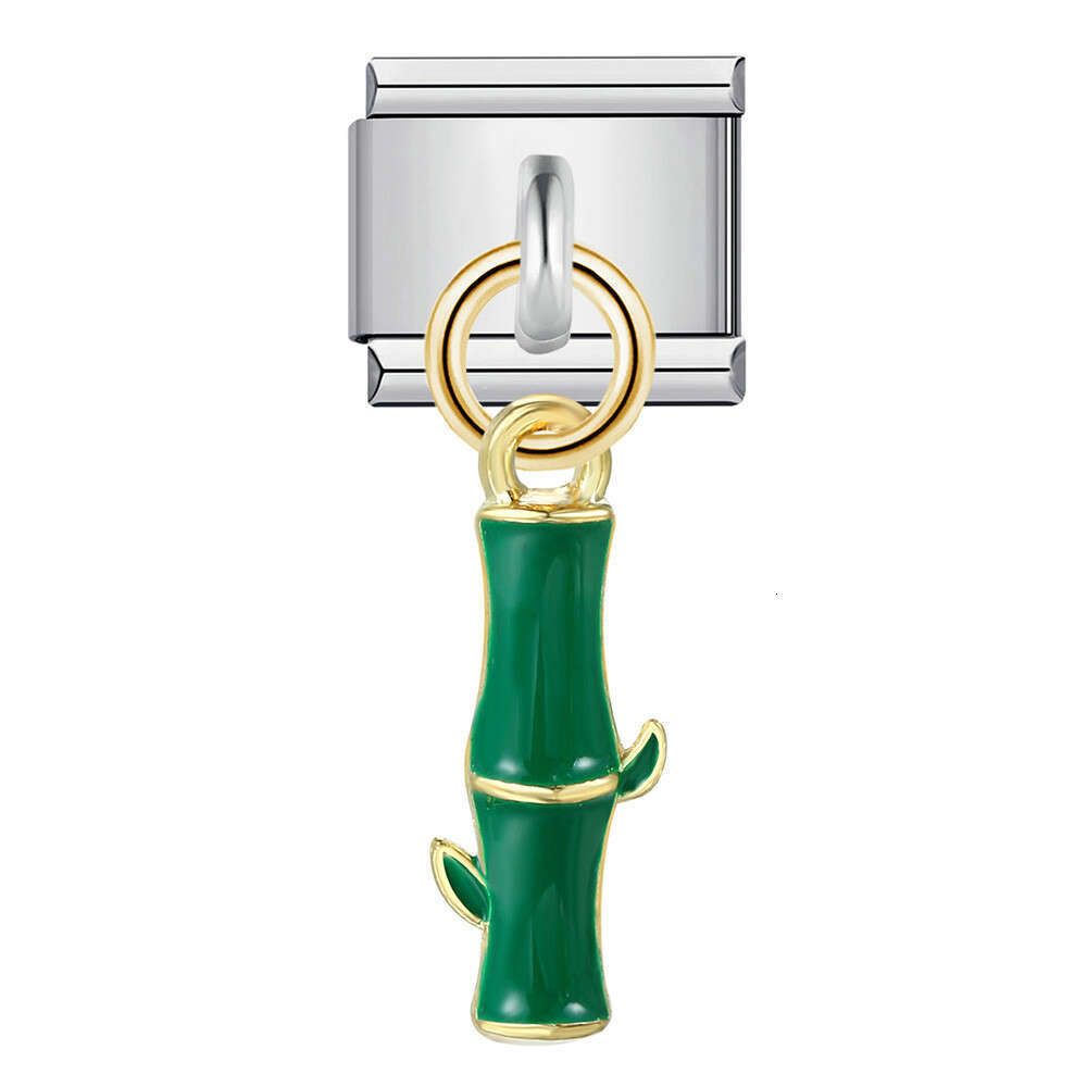 Single Sier Bottom Wer Pendant Beads Gold Plated Enamel DIY Hook Bracelet Italian Charm Links Stainless Steel Fit 9mm Bracelet Jewelry DIY Making Gift