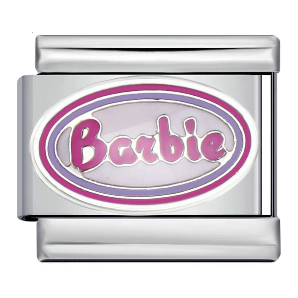 Romantic Pink Girl Heart Bead Titanium Welding Enamel DIY Bracelet Fairy Gift Italian Charm Links Stainless Steel Fit 9Mm Jewelry Making Gifts