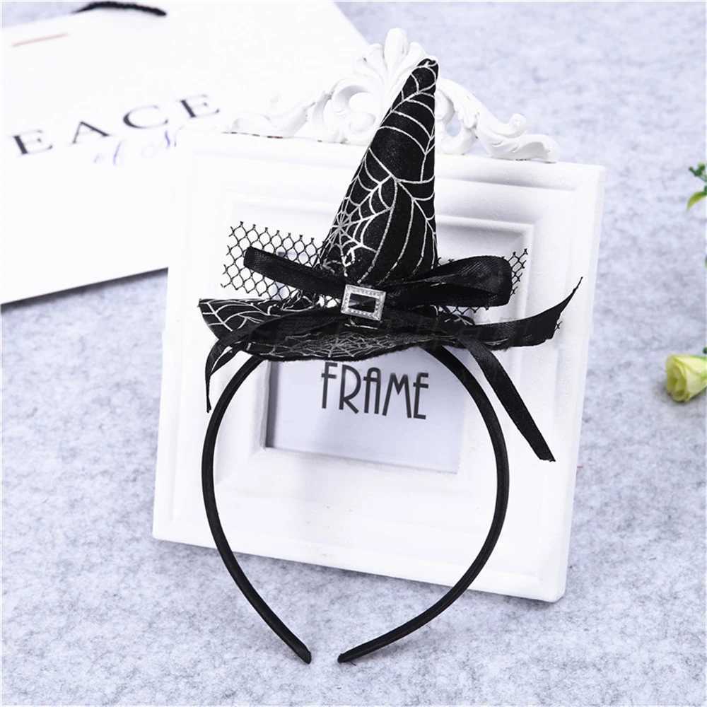 Headbands Halloween Headband Funny Web Gauze Spider Holiday Party Hair Accessories Witch Hat Headdress Festive H240913