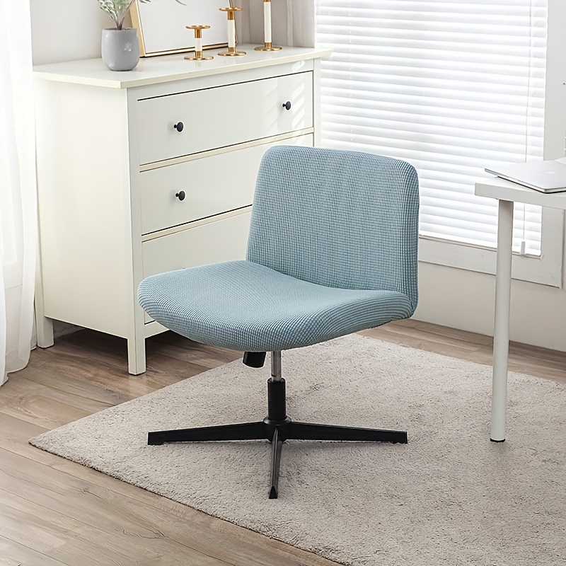 1pc Vintage Style Elastic Office Chair Cover Criss Cross Pattern Polyester Spandex Stretch Slipcover with Slip-Resistant Grip Armless Mid-Back Wide Se
