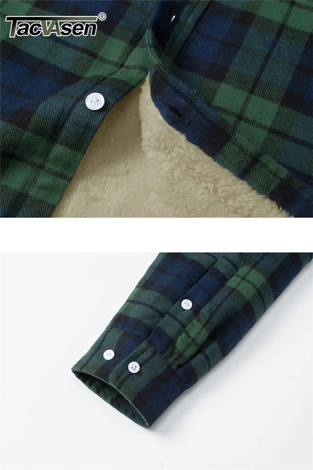 TACVASEN Fleece Lining Jackets Mens Flannel Cotton Jackets Plaid Casual Button Down Cargo Work Coats Thicken Outwear Man Tops 240911