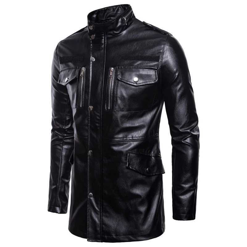 Maxulla New Mens Leather Jackets Casual Mens Long Motorcycle Leather Coats Man Slim Outerwear Leather Biker Jackets ClothingX240913