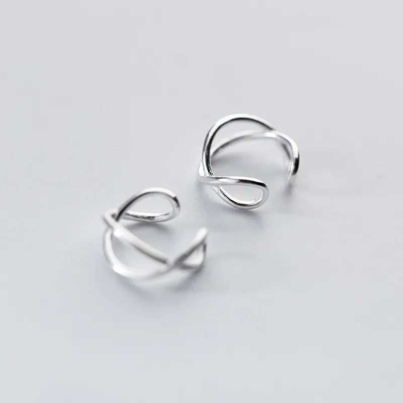 MloveAcc 100% 925 Sterling Silver Hollow Twist Ear Cuff Clip on Earrings for Women Girl without Piercing Earings JewelryX240913