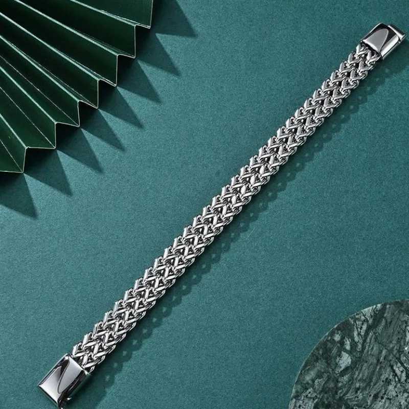 HNSP 10MM Stainless Steel Bracelet For Men Jewelry Hidden Locks Hand Chain 19/21/23CM Size AccessoriesX240913