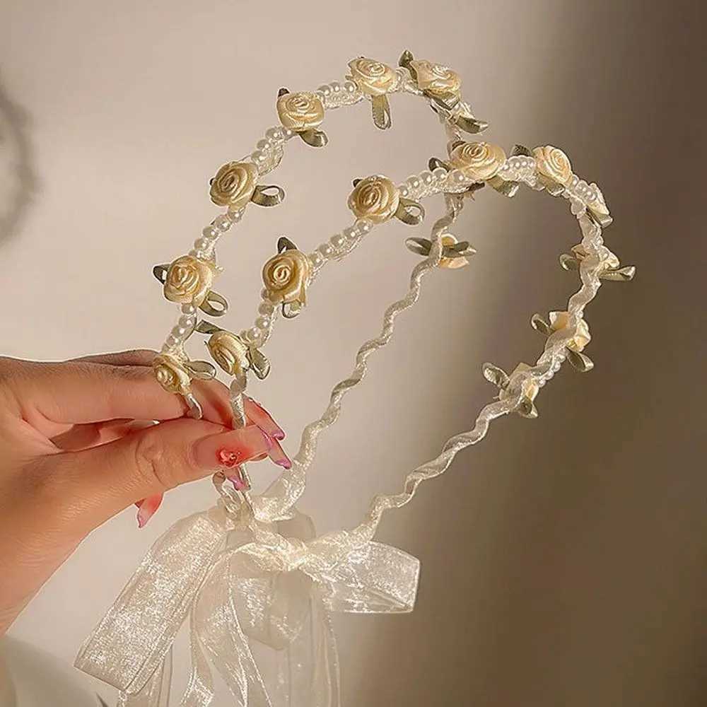 1pcs Elegant Bridal Girls Headband Imitated Pearl Hair Headdress Flower Wreath Bride Garland Head Hoop Wedding Headbands FashionX240913