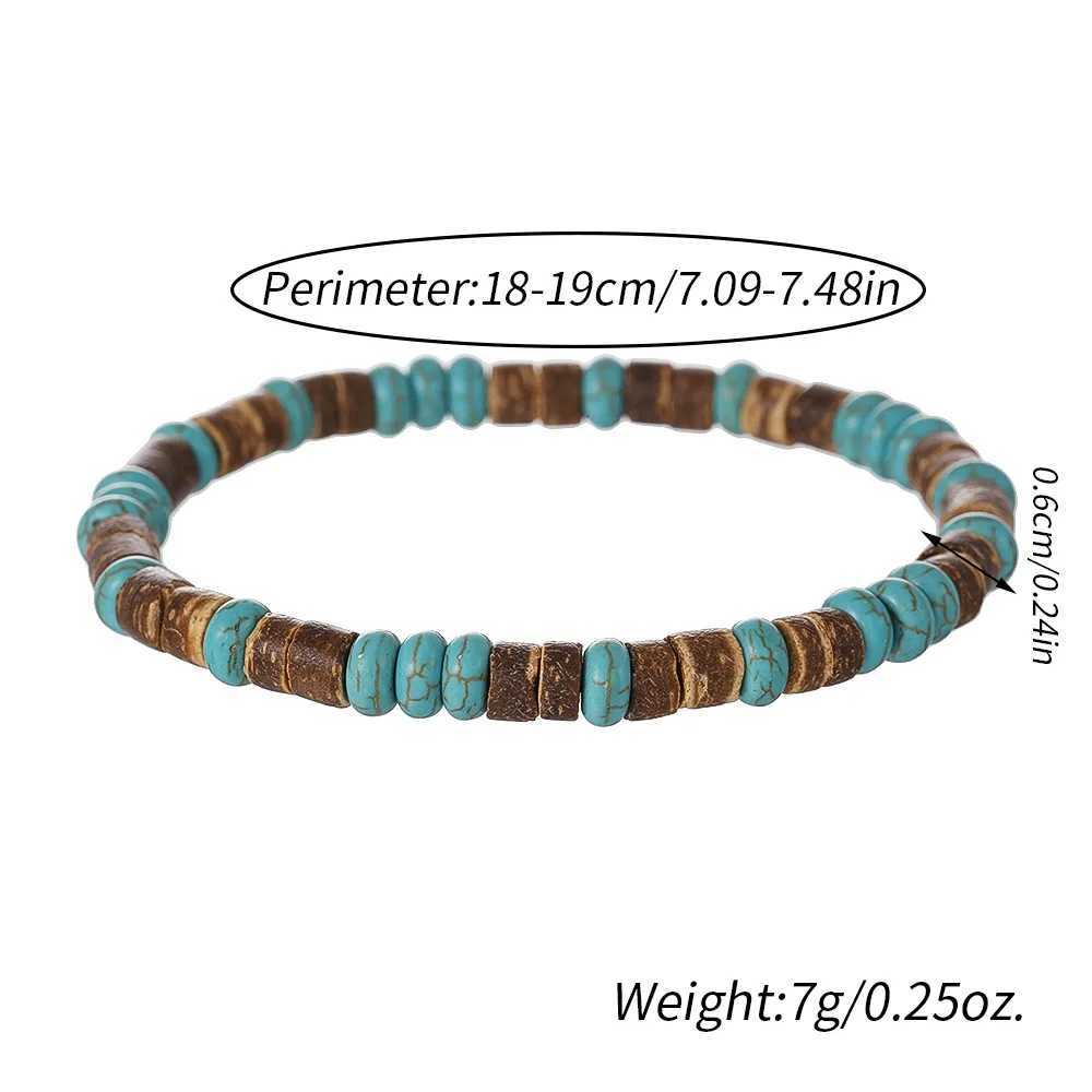 Coconut wood bead bracelet Eistic turquoise bead bracelet handmade stacked wooden elastic bracelet for men and women W240913