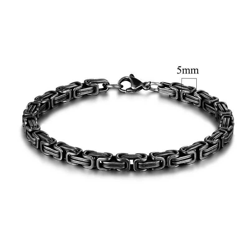 MKENDN Mens vintage 5-10mm Stainless Steel Byzantine Curb Cuban Link Chain Bracelets for Men Unisex HIp-HOP Wrist Jewelry GiftsX240913