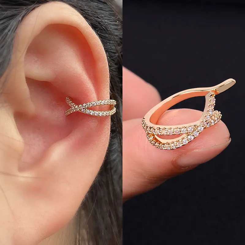 1pcs Cute Flower Butterfly Crystal Ear Cuff Clip Earrings Fake Piercing Cartilage Wrap Stud Clip On Earrings Jewelry Girls GiftX240913