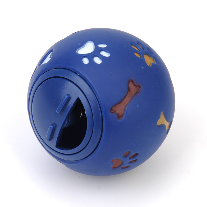 Dog Toy Rubber Ball Chew Dispenser Leakage Food Play Ball Interactive Pet Dental Teething Training Toy Blue Red Diameter 7.5 cm