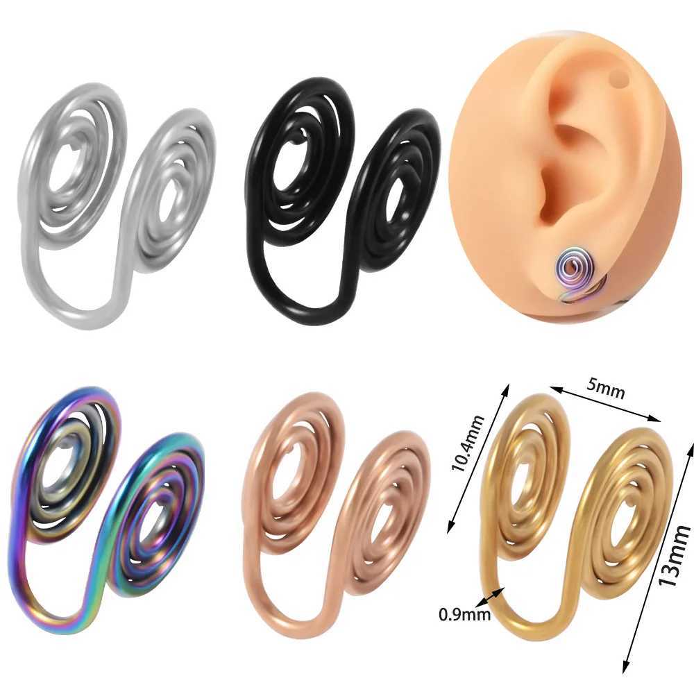 2pcs Stainless Steel Spiral Wire Wrapped Clip On Earrings Non Pierced Ear Cuffs Fake Nose Ring Hoop for Men WomenX240913