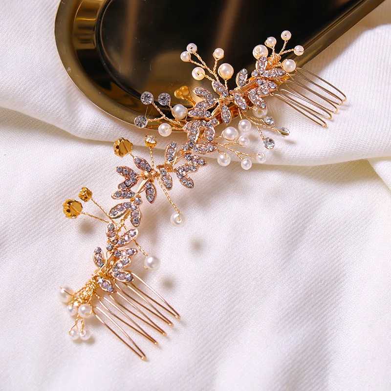 Trend Hair Comb Bridal Tiaras Rhinestone Pearl Alloy Hairband Hairpin Wedding Hair Ornament Girls Daily Headwear Head JewelryX240913