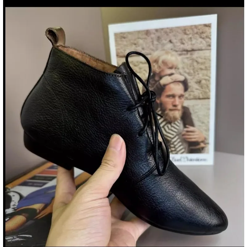 British Style Lace Up Boots for Women 2024 Winter New Women's Soft Casual Leather Shoes New Simple and Versatile Ladies d9cb