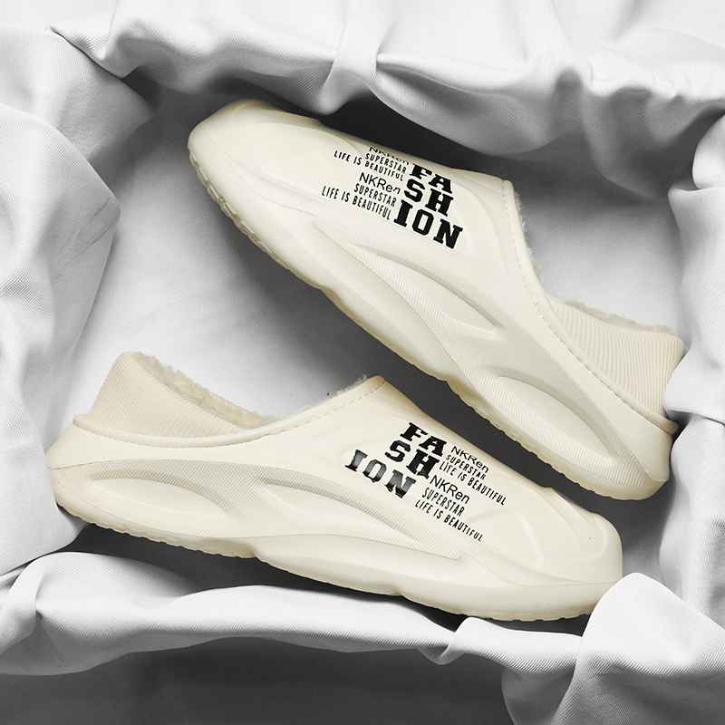 Winter Men Women Warm Slippers Plush Cotton Slippers Outdoor Indoor Home Non-Slip Shoes Men's Bedroom Warm Shoes Big Size 46 47