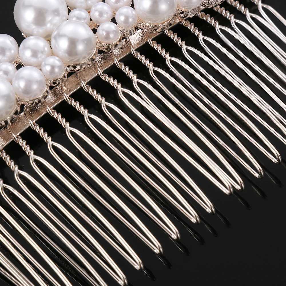 1Pc Fashion Women Pearl Hair Combs Wedding Hair Accessories Hair Pin Rhinestone Tiara Bridal Clips Bride Hair OrnamentsX240913