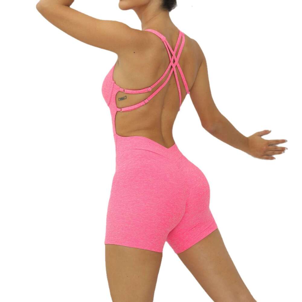 Cross Back Adjustable Hollow One Piece Yoga Suit Dance Fitness Integrated Hip Lifting Exercise Jumpsuit Designer Workout Clothe for Woman Woman Workou