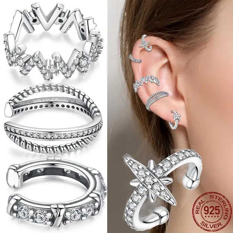 New in 925 Sterling Silver Single Simple Heptagram Ear Clip Earrings For Women Fashion Jewelry Birthday Gift 2023 TrendingX240913