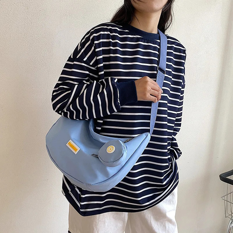 Fashion homeless cross body bag mens nylon shoulder messenger bag zipper strap wallet solid color street sports travel wallet 240912