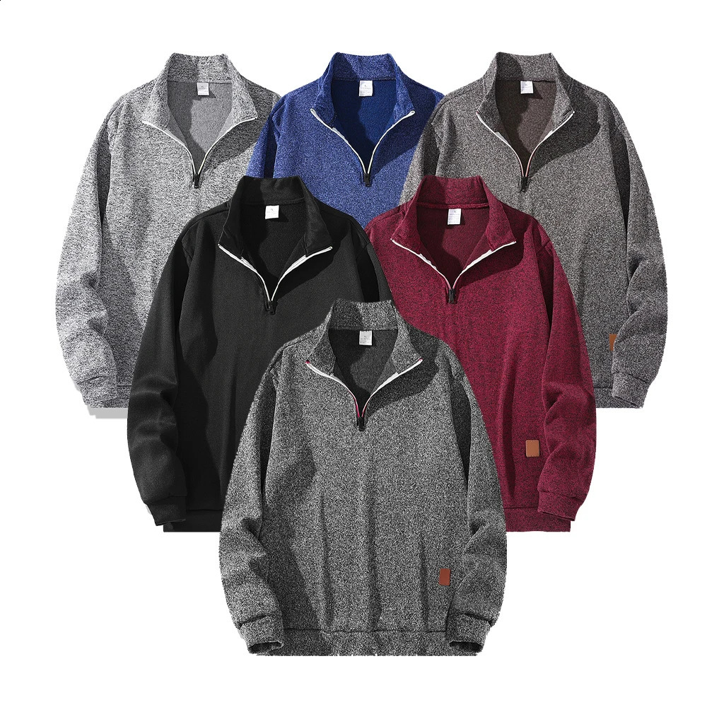 Mens Collar Half zipper Sweatshirts Spring Autumn Casual Pullover for Male Sweat Outdoor Turtleneck Coats Solid Sweatshir 240904