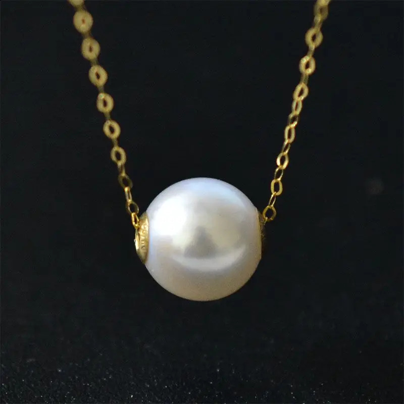 100% 18K Yellow Gold Necklace Pendant Natural Freshwater Pearls Fine Jewelry Wedding Party For Women AU750 X235 240910