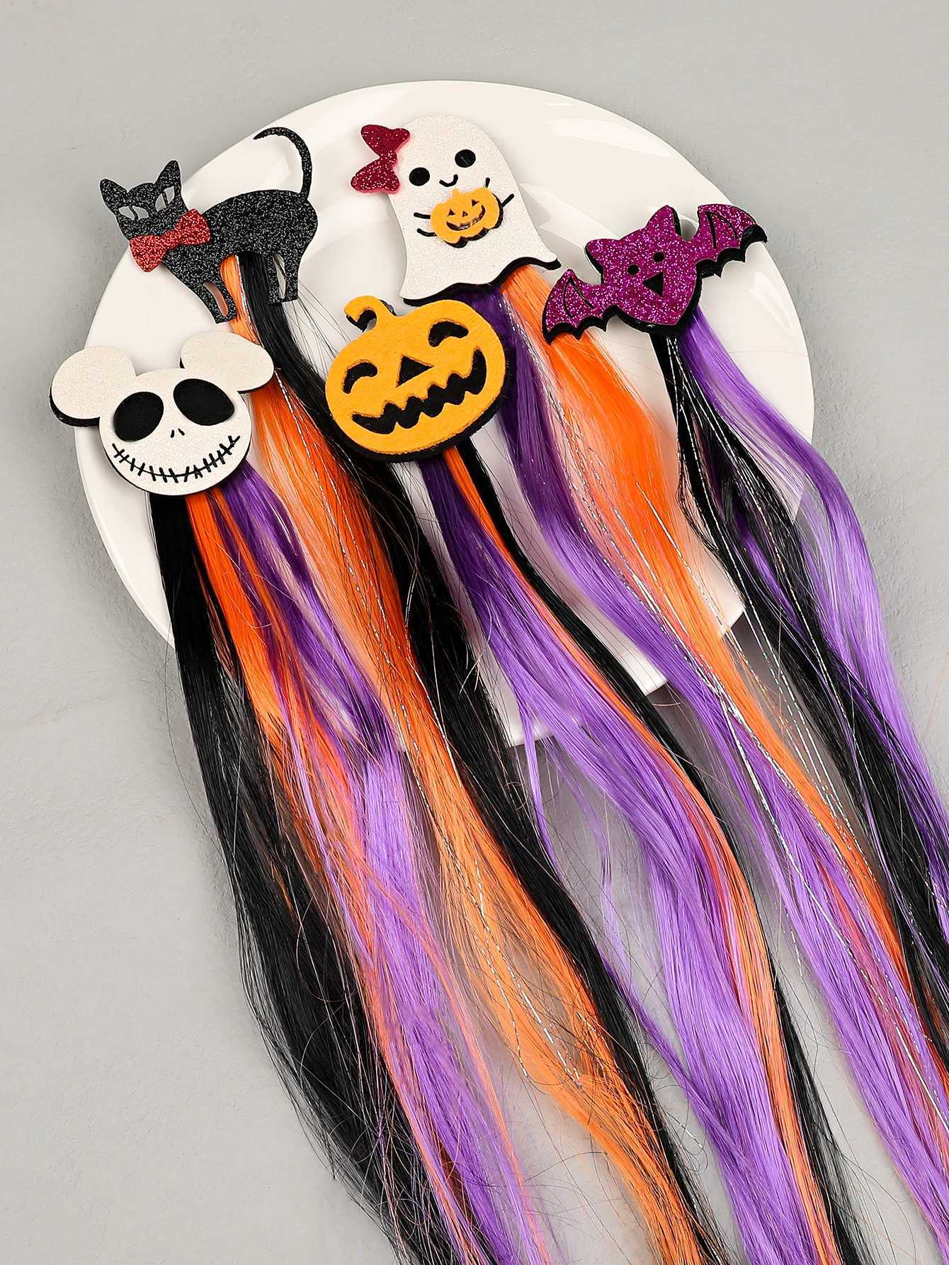 Hair Clips Barrettes 1Pcs Halloween Wig for Girls Women Colored Extensions Accessories Hairpin Party Present H240913