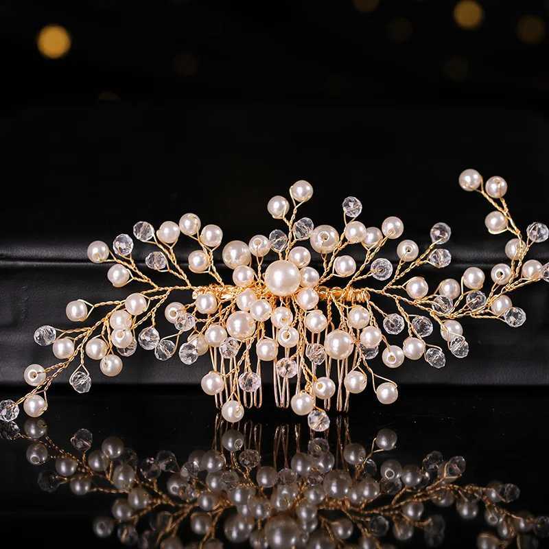 Bride Hair Combs Wedding Hair Clips Fashion Crystal Flower Headdress Hairpin for Diadem Pearls Headpiece Barrettes Girls JewelryX240913