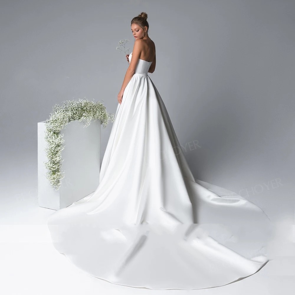 2024 Elegant 2 In 1 A-Line Wedding Dress Illusion Court Train Princess Lace Satin Women Bridal Gowns Plus Size Vestidos De Noiva Custom Made