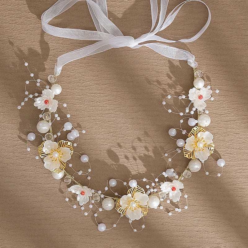 Ladies New Hair Jewelry For Wedding Girls Princess Party Cospaly Headbands Flower Pearl Wreath HeadbandX240913