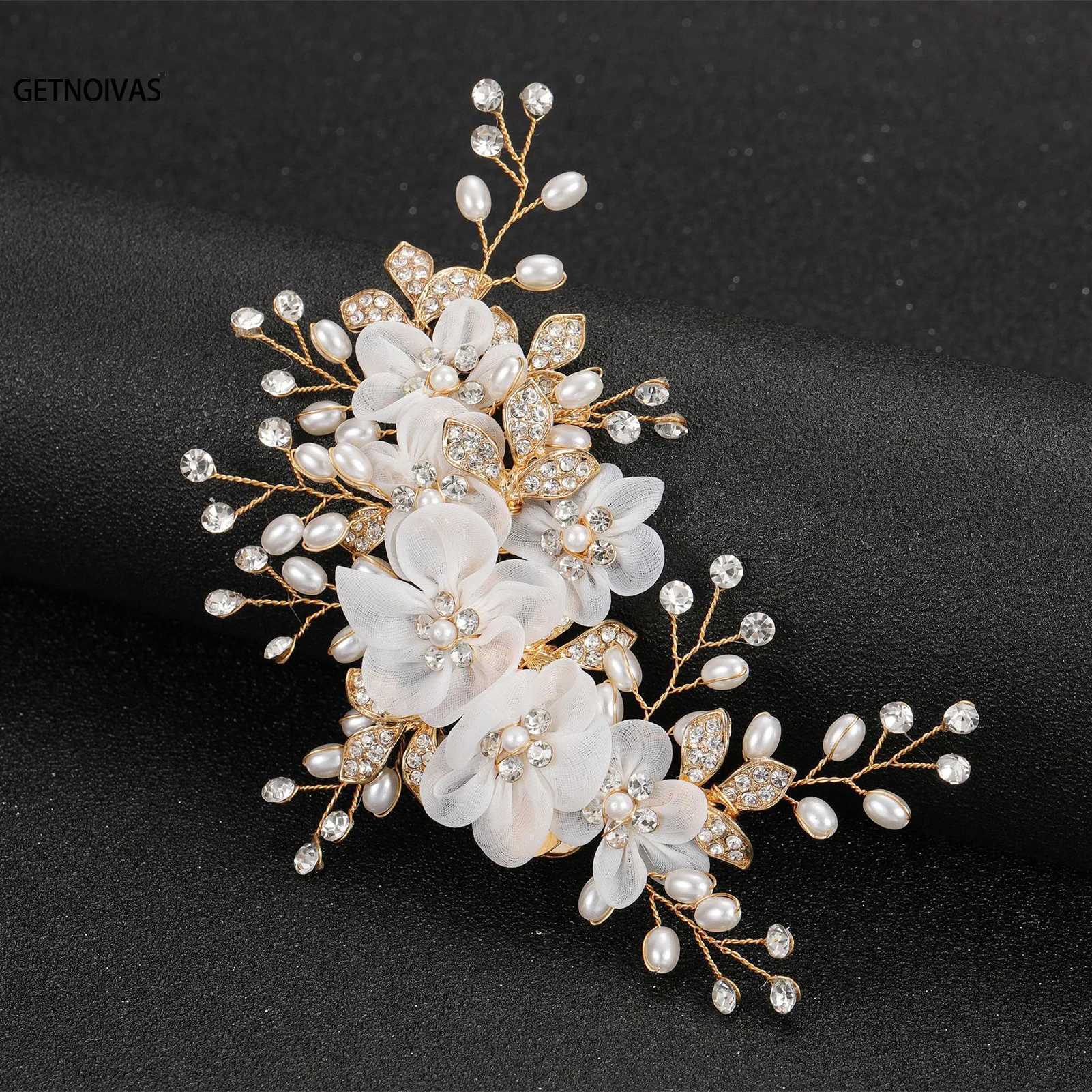 Bridal Crystal Pearl White Flower Hair Clip Floral Style Barrette Bride Hair Jewelry Bridesmaid Wedding Hair AccessoriesX240913