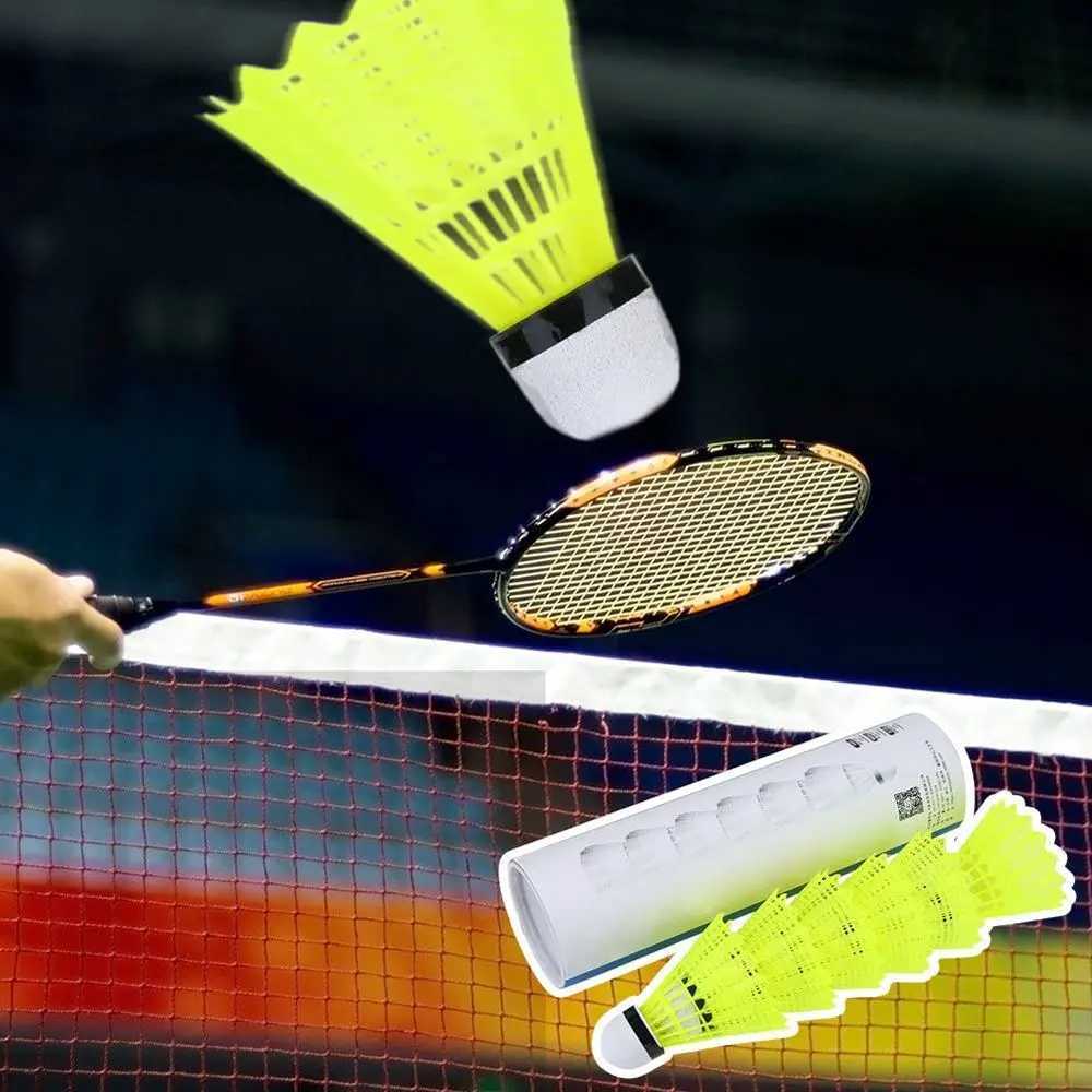 12Pcs Yellow Nylon Badminton Shuttlecocks With Great Stability Durability Indoor Outdoor Sports Training Balls Y240912