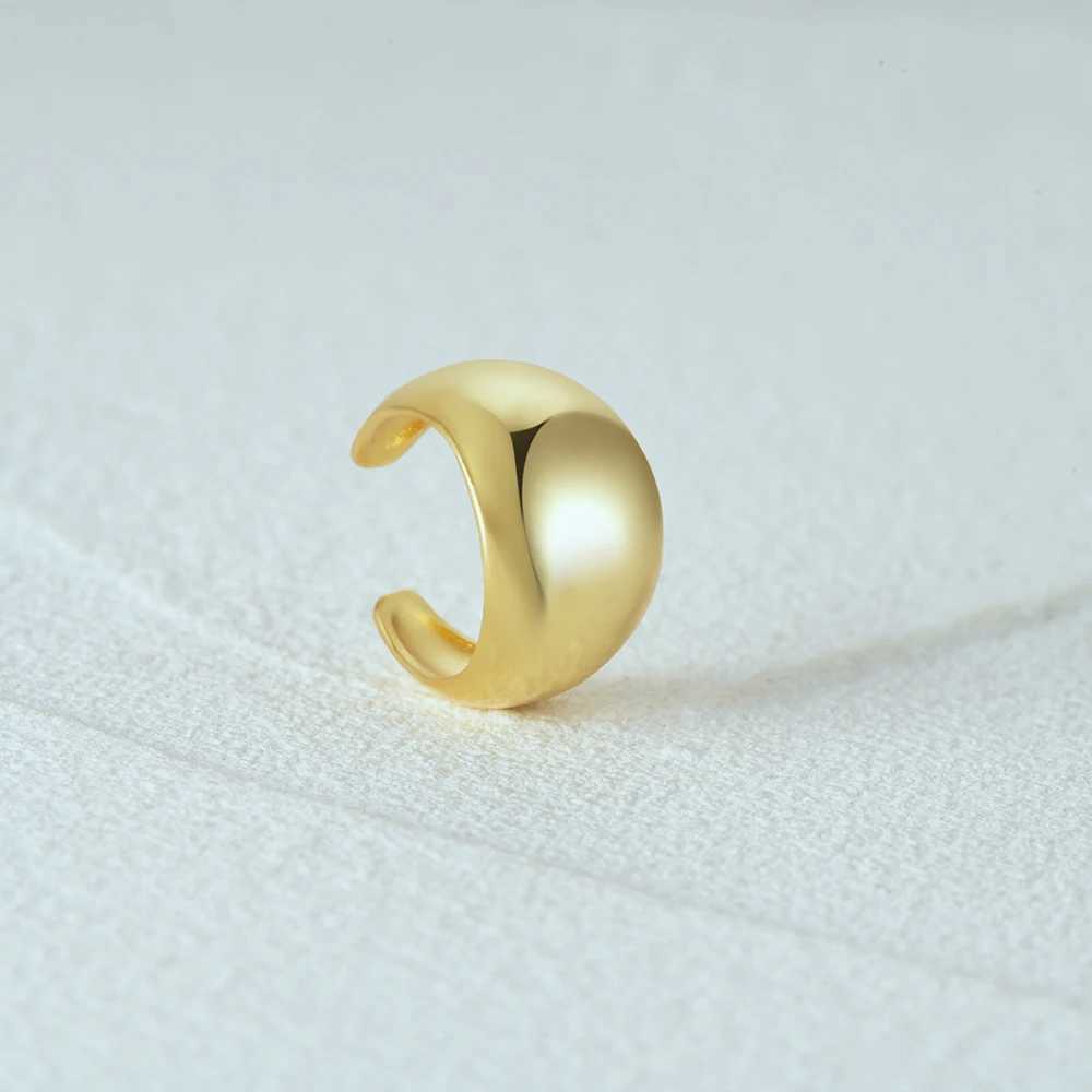 BOAKO 925 Sterling Silver Clip Earrings For Women Men Classic Minimalist C-shaped Large Glossy Metal Texture Ear Cuff OrecchiniX240913