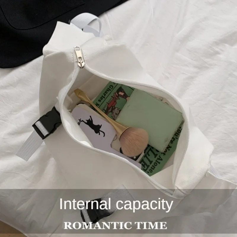 Japanese Harajuku Women Messenger Bag Solid Color Canvas Crossbody Bags Student Large Capacity Handbags Shoulder Bag Bolsos Sac 240909