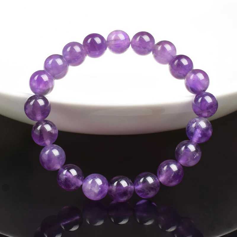 Natural Amethyst Bracelet High Quality Natural Stone Bead Bracelet Womens Genuine Primitive Amethyst Spirit Crystal Quartz Jewelry W240913
