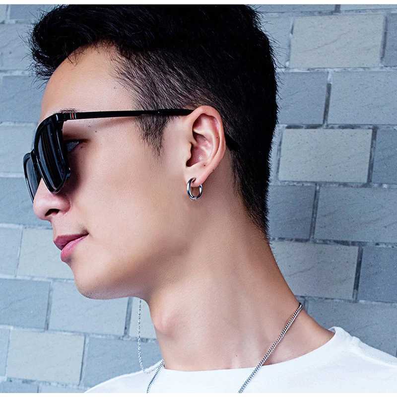 1Pair Mens Stainless Steel Non-Piercing FakeEarring Clip On Earrings Ear Cuff Unisex Black Cool Ear Ring Punk Simple JewelryX240913